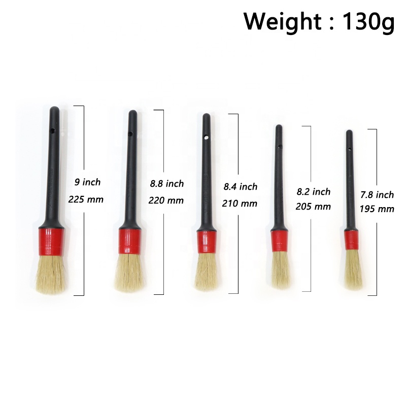 5 PC Boar Bristle Detail Brush Set Black - Image 2