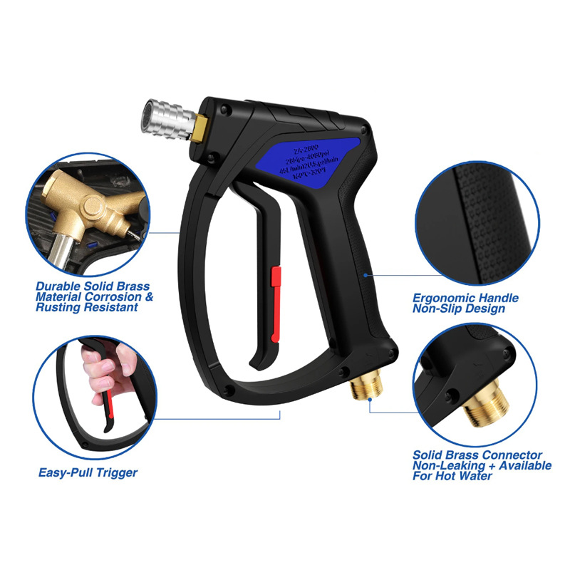 High-Pressure Electric Water Short Gun for Car Wash 1/4Quick Connect 3/8 Swivel 4080PSI Car Cleaning Tool - Image 2