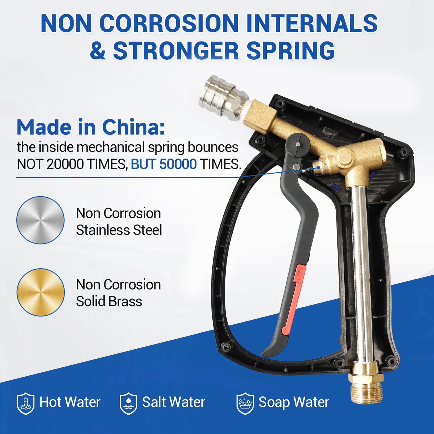 High-Pressure Electric Water Short Gun for Car Wash 1/4Quick Connect 3/8 Swivel 4080PSI Car Cleaning Tool - Image 4