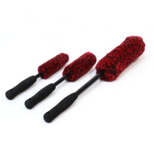 3 PC Red Wool Wheel Spoke Brush