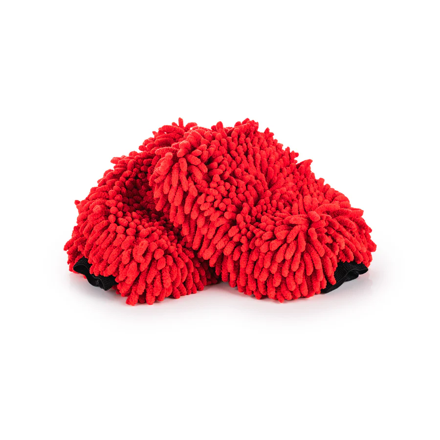Chenille Wash Mitt Red 2 pack - Image 4